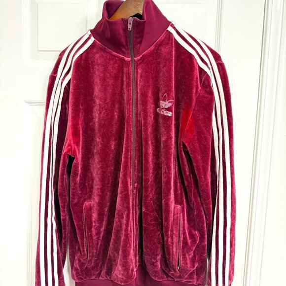 Adidas Velour Sweatshirt Zipup [M] - Picture 1 of 3